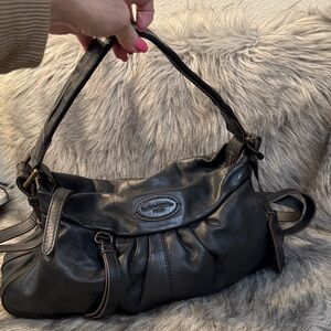 Lancel Paris Elegant Black Leather Shoulder Bag